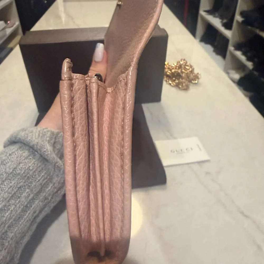 Gucci GG Marmont Gold Butterfly w/crystals wallet Pink (Rare) Like New box dust - Picture 10 of 15